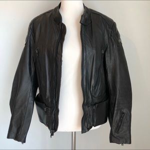 Hein Gericke x Drag Specialties Black Leather Moto Motorcycle Jacket Coat size 6